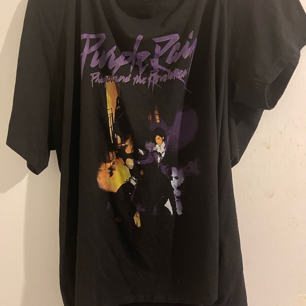 Prince/Purple Rain off shoulder, side tie shirt